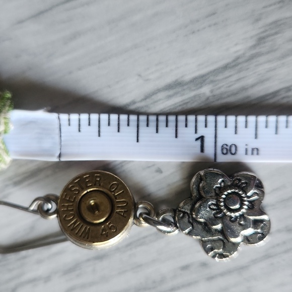 Winchester bullet and flower drop earrings - Picture 4 of 4